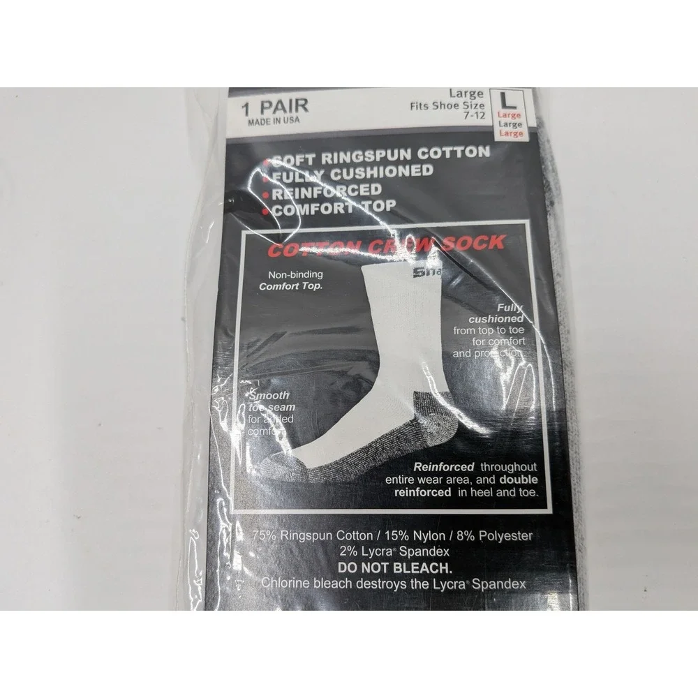 Snap-on Tools Mens Cotton Crew Socks 3 Pair Bundle Gray Cushioned Work Socks L